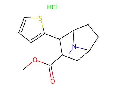 (+-)-Methyl (1RS-exo,exo)-8-methyl-2-(2-thienyl)-8-azabicyclo(3.2.1)octane-3-carboxylate HCl structure