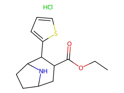 Ethyl (exo,exo)-2-(2-thienyl)-8-azabicyclo(3.2.1)octane-3-carboxylate hydrochloride structure