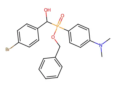 Benzyl ((4-bromophenyl)(hydroxy)methyl)(4-(dimethylamino)phenyl)phosphinate structure