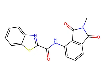 N-(2-methyl-1,3-dioxoisoindolin-4-yl)benzo[d]thiazole-2-carboxamide structure