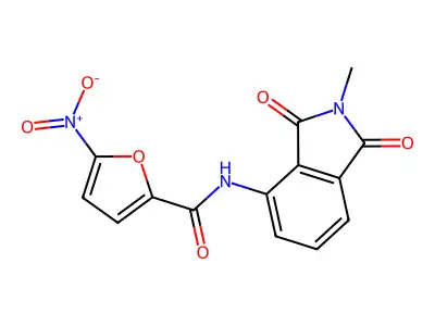 N-(2-methyl-1,3-dioxoisoindolin-4-yl)-5-nitrofuran-2-carboxamide structure