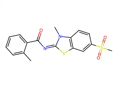 (Z)-2-methyl-N-(3-methyl-6-(methylsulfonyl)benzo[d]thiazol-2(3H)-ylidene)benzamide structure