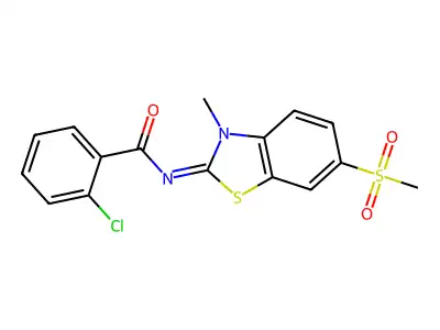 (Z)-2-chloro-N-(3-methyl-6-(methylsulfonyl)benzo[d]thiazol-2(3H)-ylidene)benzamide structure