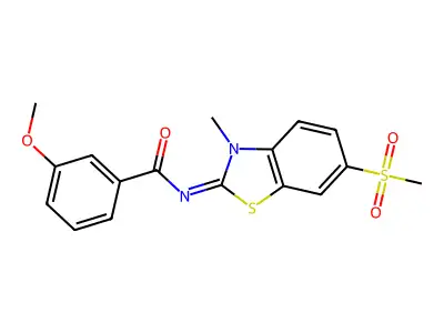 3-methoxy-N-(3-methyl-6-methylsulfonyl-1,3-benzothiazol-2-ylidene)benzamide structure