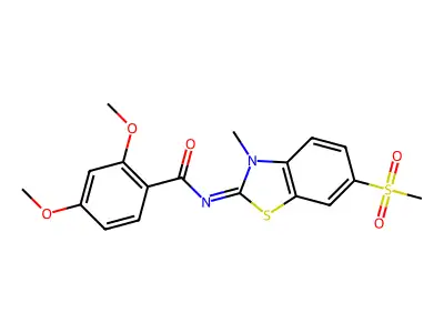 2,4-dimethoxy-N-(3-methyl-6-methylsulfonyl-1,3-benzothiazol-2-ylidene)benzamide structure