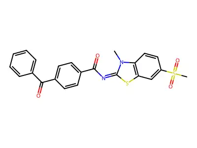 4-benzoyl-N-(3-methyl-6-methylsulfonyl-1,3-benzothiazol-2-ylidene)benzamide structure