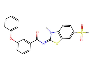 N-(3-methyl-6-methylsulfonyl-1,3-benzothiazol-2-ylidene)-3-phenoxybenzamide structure