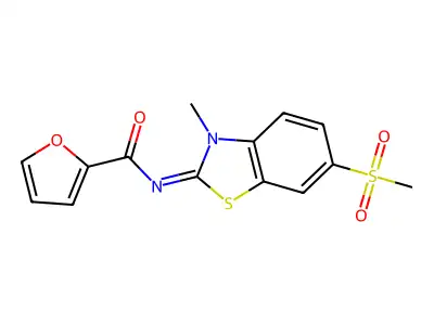 N-(3-methyl-6-methylsulfonyl-1,3-benzothiazol-2-ylidene)furan-2-carboxamide structure
