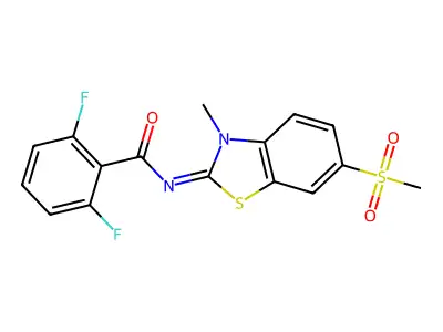 2,6-difluoro-N-(3-methyl-6-methylsulfonyl-1,3-benzothiazol-2-ylidene)benzamide structure