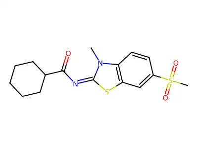 N-(3-methyl-6-methylsulfonyl-1,3-benzothiazol-2-ylidene)cyclohexanecarboxamide structure