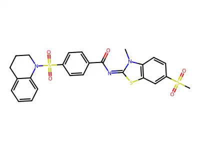 N-[(2Z)-6-methanesulfonyl-3-methyl-2,3-dihydro-1,3-benzothiazol-2-ylidene]-4-(1,2,3,4-tetrahydroquinoline-1-sulfonyl)benzamide structure