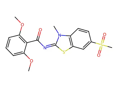2,6-dimethoxy-N-(3-methyl-6-methylsulfonyl-1,3-benzothiazol-2-ylidene)benzamide structure