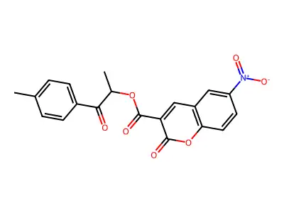 1-Methyl-2-(4-methylphenyl)-2-oxoethyl 6-nitro-2-oxochromene-3-carboxylate structure