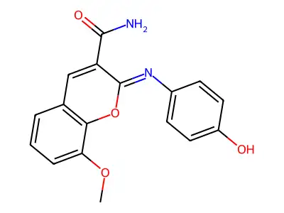 2-[(4-hydroxyphenyl)imino]-8-methoxy-2H-chromene-3-carboxamide structure