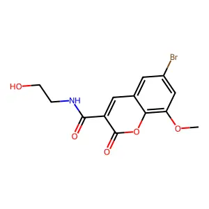 6-bromo-N-(2-hydroxyethyl)-8-methoxy-2-oxo-2H-chromene-3-carboxamide structure