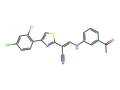 (Z)-3-((3-acetylphenyl)amino)-2-(4-(2,4-dichlorophenyl)thiazol-2-yl)acrylonitrile structure