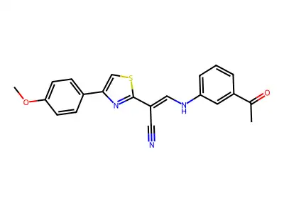 (2Z)-3-[(3-acetylphenyl)amino]-2-[4-(4-methoxyphenyl)-1,3-thiazol-2-yl]prop-2-enenitrile structure