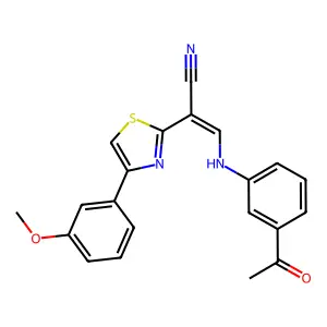 (2Z)-3-[(3-acetylphenyl)amino]-2-[4-(3-methoxyphenyl)-1,3-thiazol-2-yl]prop-2-enenitrile structure