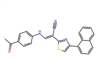 (Z)-3-((4-acetylphenyl)amino)-2-(4-(naphthalen-1-yl)thiazol-2-yl)acrylonitrile structure