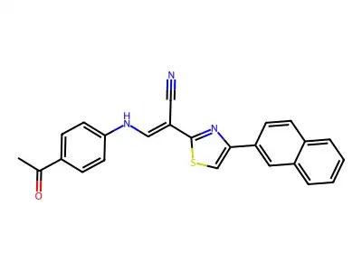 (Z)-3-((4-acetylphenyl)amino)-2-(4-(naphthalen-2-yl)thiazol-2-yl)acrylonitrile structure