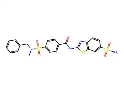 4-[benzyl(methyl)sulfamoyl]-N-(6-sulfamoyl-1,3-benzothiazol-2-yl)benzamide structure