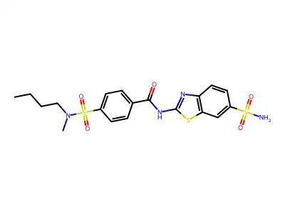 4-[butyl(methyl)sulfamoyl]-N-(6-sulfamoyl-1,3-benzothiazol-2-yl)benzamide structure