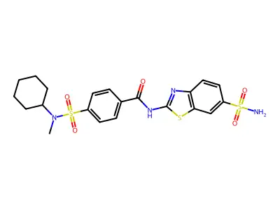 4-[cyclohexyl(methyl)sulfamoyl]-N-(6-sulfamoyl-1,3-benzothiazol-2-yl)benzamide structure
