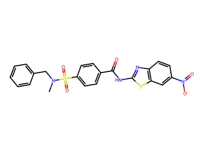 4-[benzyl(methyl)sulfamoyl]-N-(6-nitro-1,3-benzothiazol-2-yl)benzamide structure