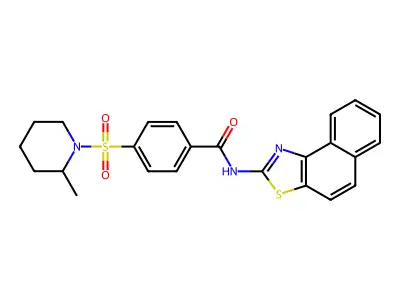 4-((2-methylpiperidin-1-yl)sulfonyl)-N-(naphtho[1,2-d]thiazol-2-yl)benzamide structure