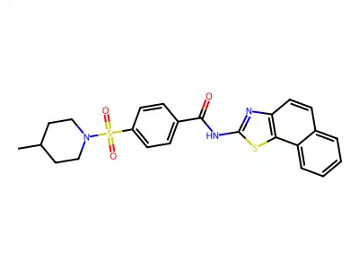 4-((4-methylpiperidin-1-yl)sulfonyl)-N-(naphtho[2,1-d]thiazol-2-yl)benzamide structure