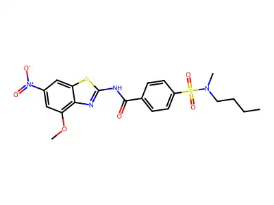 4-[butyl(methyl)sulfamoyl]-N-(4-methoxy-6-nitro-1,3-benzothiazol-2-yl)benzamide structure