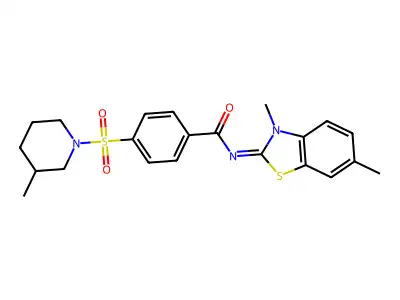 (E)-N-(3,6-dimethylbenzo[d]thiazol-2(3H)-ylidene)-4-((3-methylpiperidin-1-yl)sulfonyl)benzamide structure