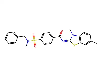 4-[benzyl(methyl)sulfamoyl]-N-(3,6-dimethyl-1,3-benzothiazol-2-ylidene)benzamide structure