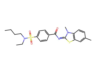 4-[butyl(ethyl)sulfamoyl]-N-(3,6-dimethyl-1,3-benzothiazol-2-ylidene)benzamide structure