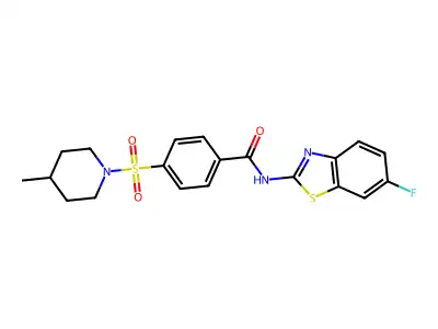 N-(6-fluoro-1,3-benzothiazol-2-yl)-4-[(4-methylpiperidin-1-yl)sulfonyl]benzamide structure