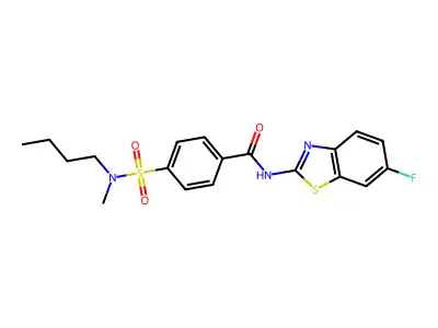 4-[butyl(methyl)sulfamoyl]-N-(6-fluoro-1,3-benzothiazol-2-yl)benzamide structure