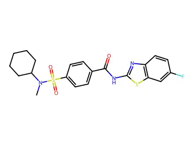 4-[cyclohexyl(methyl)sulfamoyl]-N-(6-fluoro-1,3-benzothiazol-2-yl)benzamide structure
