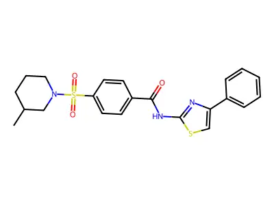 4-((3-methylpiperidin-1-yl)sulfonyl)-N-(4-phenylthiazol-2-yl)benzamide structure