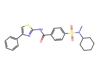 4-[cyclohexyl(methyl)sulfamoyl]-N-(4-phenyl-1,3-thiazol-2-yl)benzamide structure