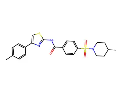 4-((4-methylpiperidin-1-yl)sulfonyl)-N-(4-(p-tolyl)thiazol-2-yl)benzamide structure