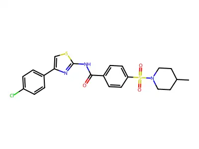 N-(4-(4-chlorophenyl)thiazol-2-yl)-4-((4-methylpiperidin-1-yl)sulfonyl)benzamide structure