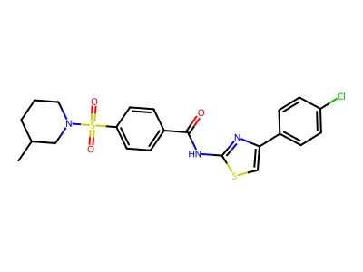 N-(4-(4-chlorophenyl)thiazol-2-yl)-4-((3-methylpiperidin-1-yl)sulfonyl)benzamide structure