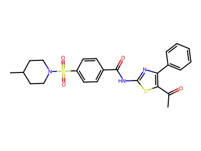 N-(5-acetyl-4-phenylthiazol-2-yl)-4-((4-methylpiperidin-1-yl)sulfonyl)benzamide structure
