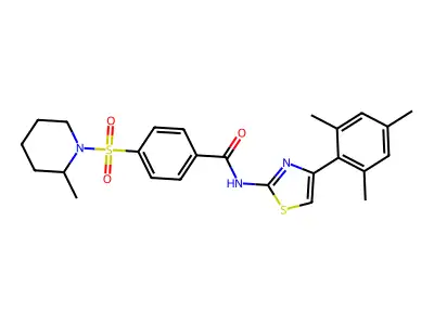 N-(4-mesitylthiazol-2-yl)-4-((2-methylpiperidin-1-yl)sulfonyl)benzamide structure