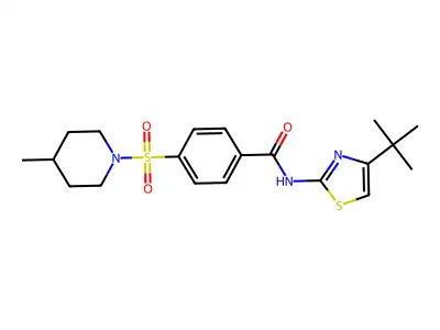 N-(4-(tert-butyl)thiazol-2-yl)-4-((4-methylpiperidin-1-yl)sulfonyl)benzamide structure