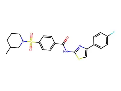 N-(4-(4-fluorophenyl)thiazol-2-yl)-4-((3-methylpiperidin-1-yl)sulfonyl)benzamide structure