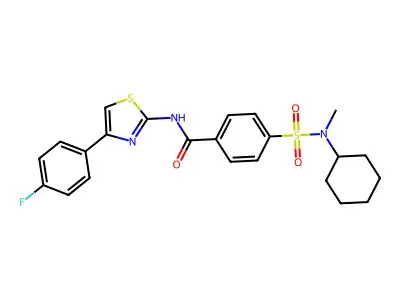 4-[cyclohexyl(methyl)sulfamoyl]-N-[4-(4-fluorophenyl)-1,3-thiazol-2-yl]benzamide structure