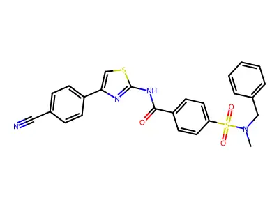 4-[benzyl(methyl)sulfamoyl]-N-[4-(4-cyanophenyl)-1,3-thiazol-2-yl]benzamide structure