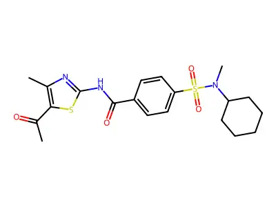 N-(5-acetyl-4-methyl-1,3-thiazol-2-yl)-4-[cyclohexyl(methyl)sulfamoyl]benzamide structure