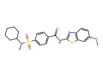 4-[cyclohexyl(methyl)sulfamoyl]-N-(6-methoxy-1,3-benzothiazol-2-yl)benzamide structure